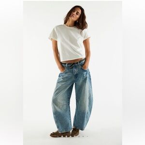 Free People Mid Rise Barrel Jeans